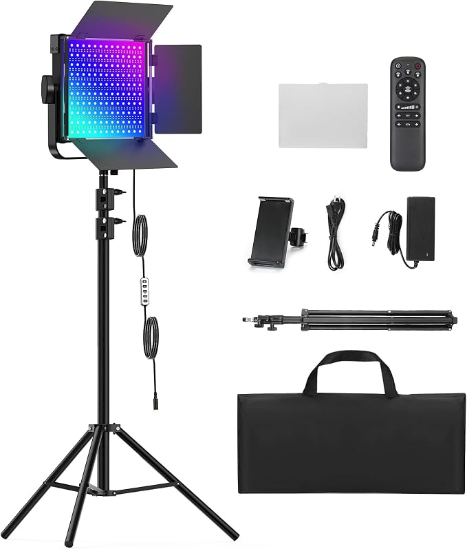 RGB Photography Lighting Kit, 50W Bi-Color Professional LED Studio Lights