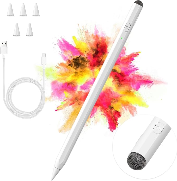 Stylus Pen for iPad, 2 in 1 Active and Capacitive Apple Pen, Fast Charge for