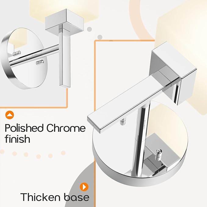 Wall Sconce Polished Chrome Bathroom Light Fixture with White Frosted Glass Shade, Vanity Lightings for Mirror Hallway Entrance Porch T002CH-L1