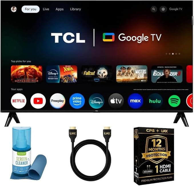 TCL 32Q3KKIT1 32 inch Q3K Series 1080P FHD QLED Smart TV Bundle HDR10, Google TV, Bluetooth Audio, Bezel-Le