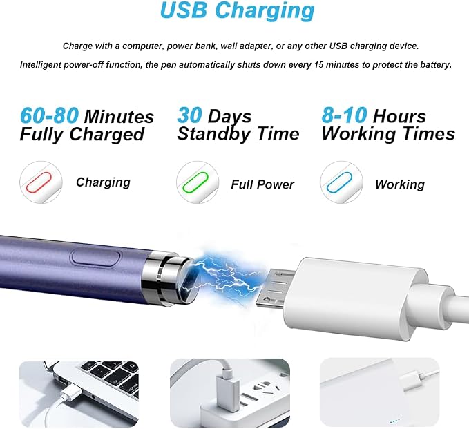 DOGAIN Active Stylus Pen for Touchscreen, iPad Pencil 1.5mm Fine Point Pen