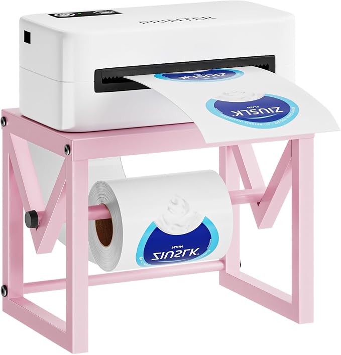 Marbrasse Label Holder for Rolls and Fanfold Labels, Metal Label Printer Holder