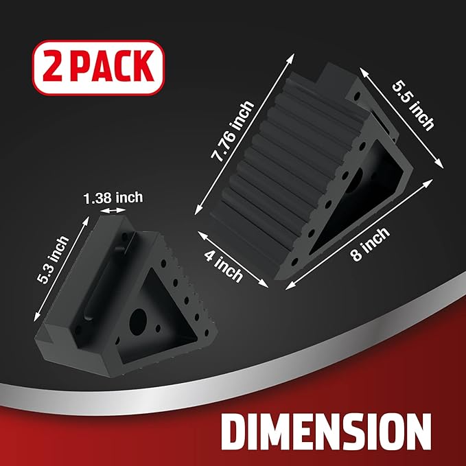 Jack Boss Solid Wheel Chocks Heavy Duty Rubber Tire Stop Block for Car Sedans SUV ATV Truck Tire Chocks with Wide Handle (2 PCS)…
