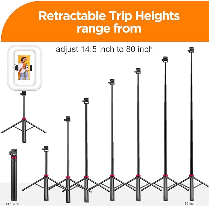20W Ring Video Light with 8000mAh Built‑in Battery & 80inch Tripod 3H Max