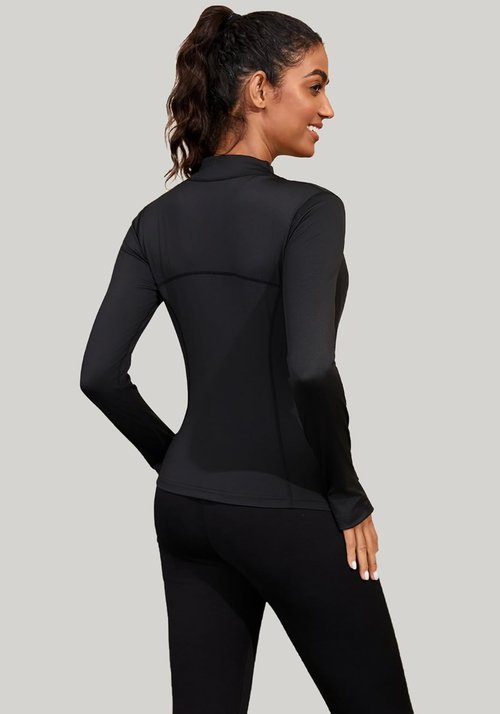 Bosmeer Workout Jackets for Women - Lightweight Zip-Up Slim Fit Yoga Jacket with Thumb Holes | Cropped Design