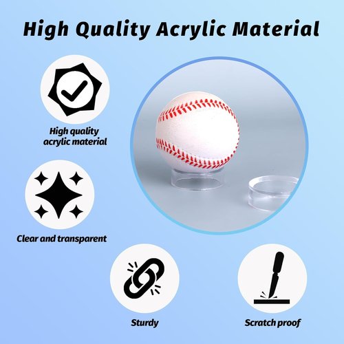 9Pcs Clear Acrylic Baseball Stand - Softball Display Holder for Golf, Tennis & Marbles | 3 Sizes