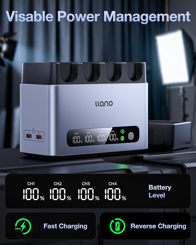 llano 65W 4-Slot NP-FZ100 Battery Charger