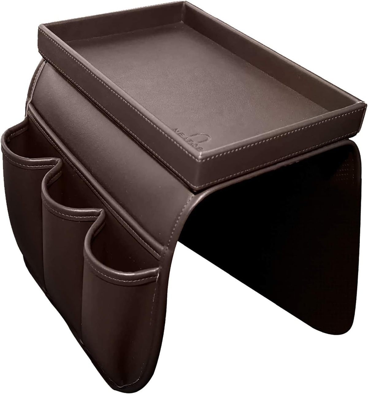Couch Remote Caddy Control Holder Sofa Organizer with Detachable Wooden Snack Tray for Recliner Mattresses Chair Armrests with 4 Slots - 1 Large Pockets and 3 Small Pockets (Black)