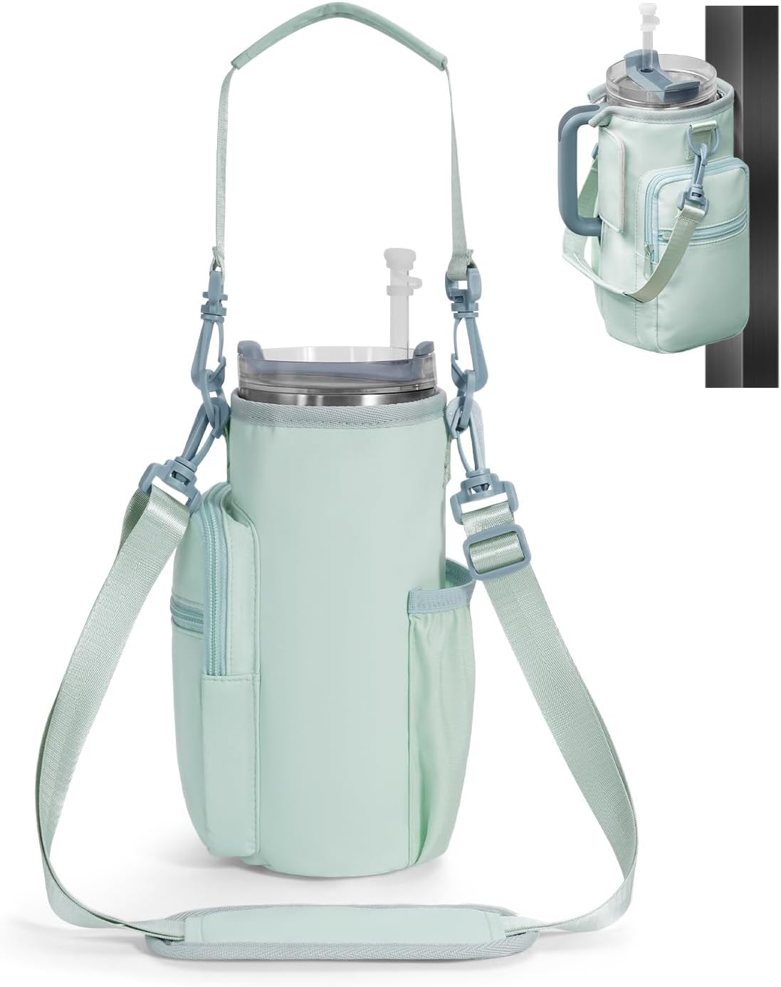 Sportsnew Magnetic Gym Bag - Water Bottle Carrier with Strap & Phone Pockets for 40oz Tumblers