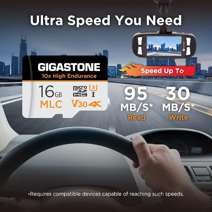 GIGASTONE Industrial 16GB MLC Micro SD Card 10-Pack, 4K Video Recording