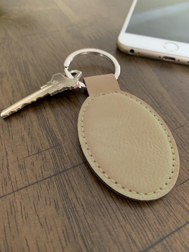 LaserGram Oval Keychain, Sunflowers, Personalized Engraving Included