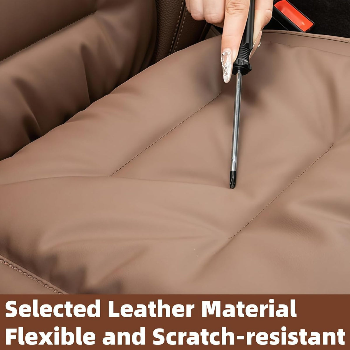 Car Seat Cushion, 2026 New Skin-Friendly Leather Seat Cushions, Breathable Dirt-Repellent Memory Foam Pad for Most Auto & Office Chairs (Black)