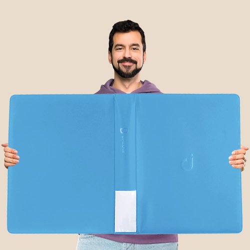 D DACCKIT Top Loader Binder - 16-Pocket Holder for 640 Trading Cards | Sky Blue, 3" x 4" Size