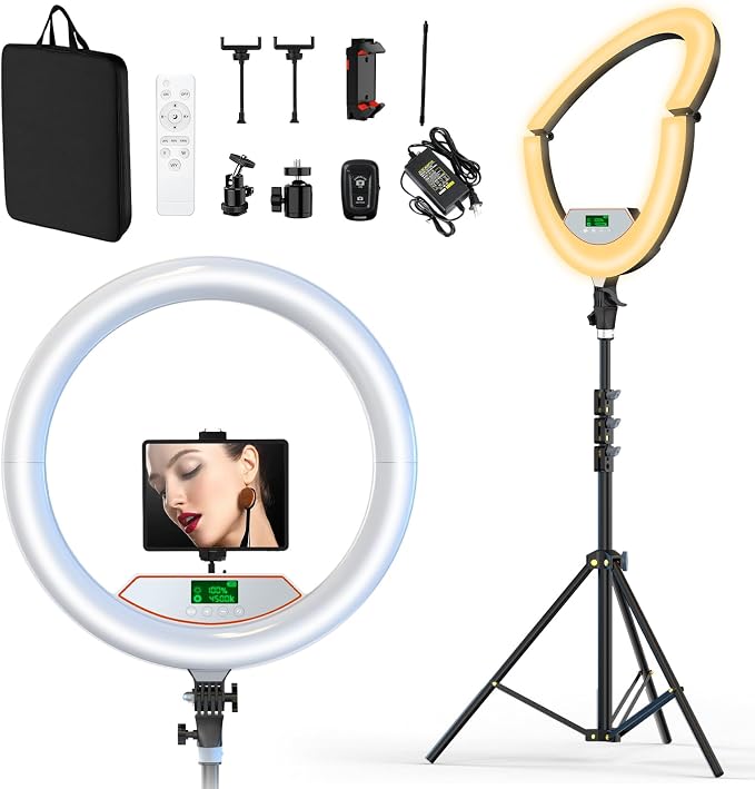 22" Large Ring Light with Stand, Foldable LED Big Ring Light Tripod