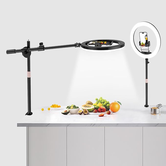 UBeesize 12" Ring Light with Overhead Phone Mount, LED Ring Light with Phone
