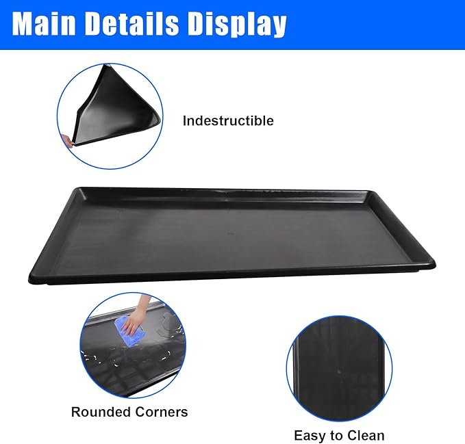 9 Pack Extra Large Oil Drip Pan, 35.4 x 24 x 1.6 In Oil Change Drain Pan, Plastic Oil Drip Tray for Under Car, Oil Catch Pan Tray for Floor Protection, Fridges, Washing Machines, Cat Litter Box Bottom