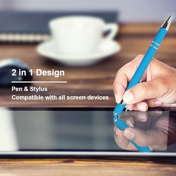 Oddmoal Ballpoint Pen with Stylus Tip, Soft Touch Click Metal Pen, 1.0mm Medium
