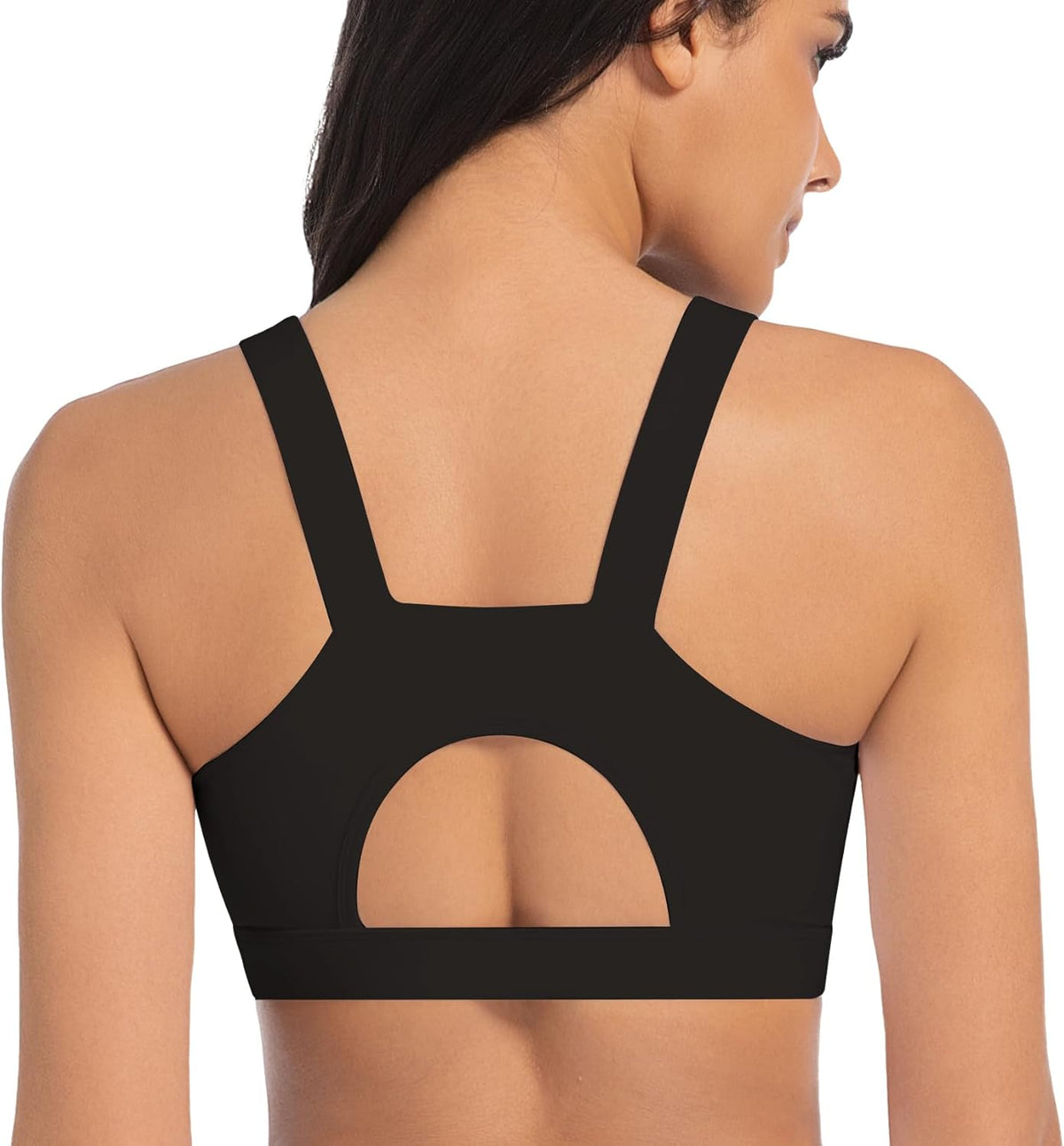 Skiennix High Impact Sports Bra - Racerback Design with Molded Cups | Backless Yoga Crop Top