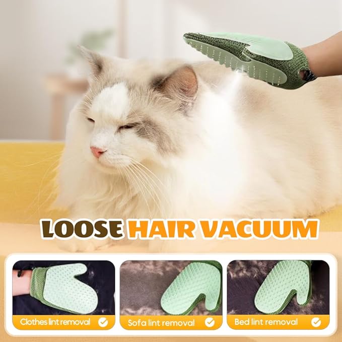 All-in-One Grooming Mist Glove for Pets, Cat Grooming Steam Gloves, Double Sided Pet Hair Remover Gloves for Clothes Furniture, Removal Glove Tool For Long Short Curly Dogs Cats Hair (Pink+Blue)