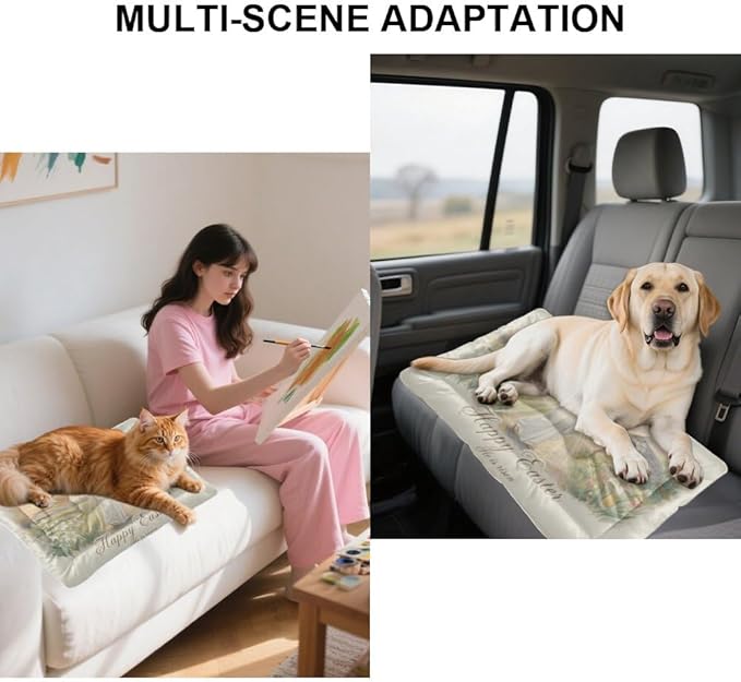 Dog Bed Furniture 36 × 24 Inch Spring Floral Easter He is Risen Dogs Pads Small Dog Crate Pad Thick Crate Bed for Cages Kitten Camas para Perros One Pack Pet Beds for Small Dogs Kennel Pad