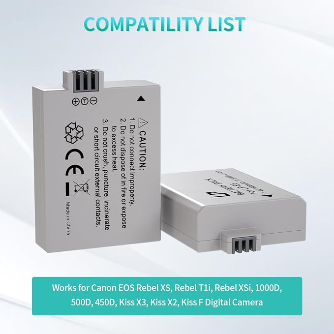 LP E5 Battery Pack, Rebel T1i, Rebel XSi, Kiss X3, Kiss X2, Kiss F Digital