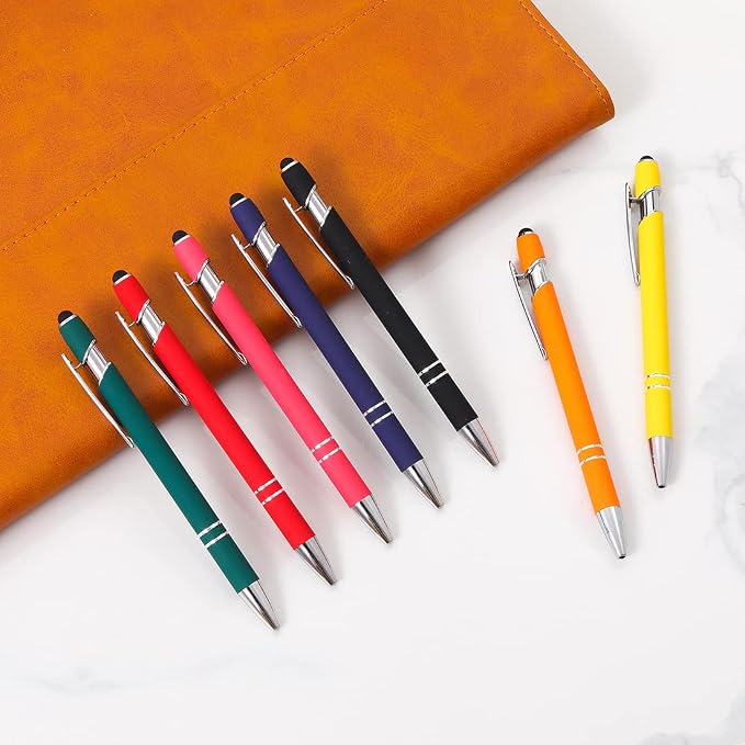 Oddmoal Ballpoint Pen with Stylus Tip, Soft Touch Click Metal Pen, 1.0mm Medium