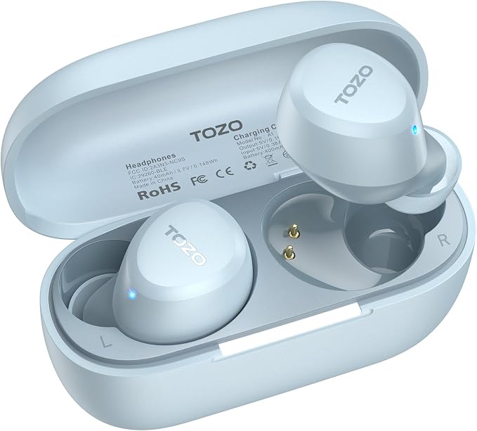 TOZO A1 Wireless Earbuds Bluetooth 5.3 Light Weight in Ear Headphones | IPX5 Waterproof, 2 Mics for AI Calls, Immersive Premium Sound Bass Ear buds with Charging Case, 32 Presets EQ via TOZO App