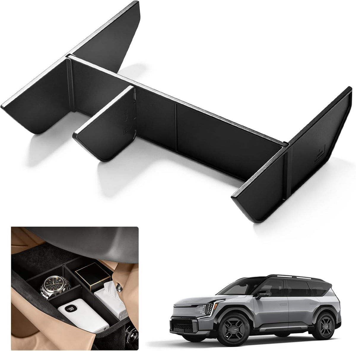 for Kia EV9 Glove Box Dividers Organizer 2024-2026 Accessories Center Control Glove Partition Panel for Kia EV9 Insert Compartment Dividers Tray Sunglass Key Card Storage Solution System