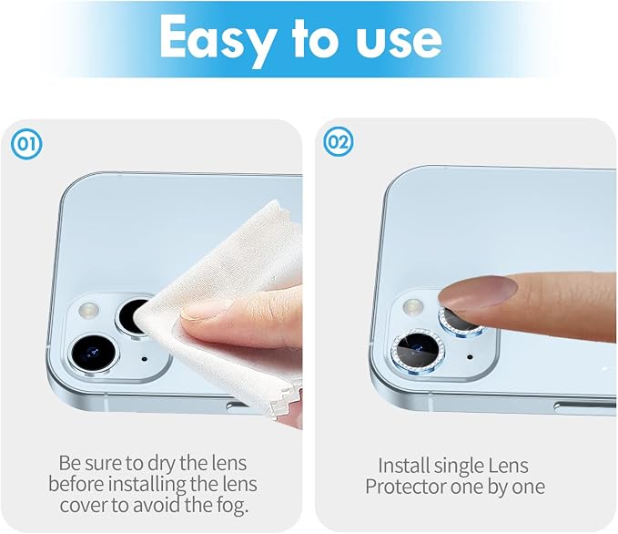 for iPhone 14 / iPhone 14 Plus Camera Lens Protector Bling, 9H Hardness
