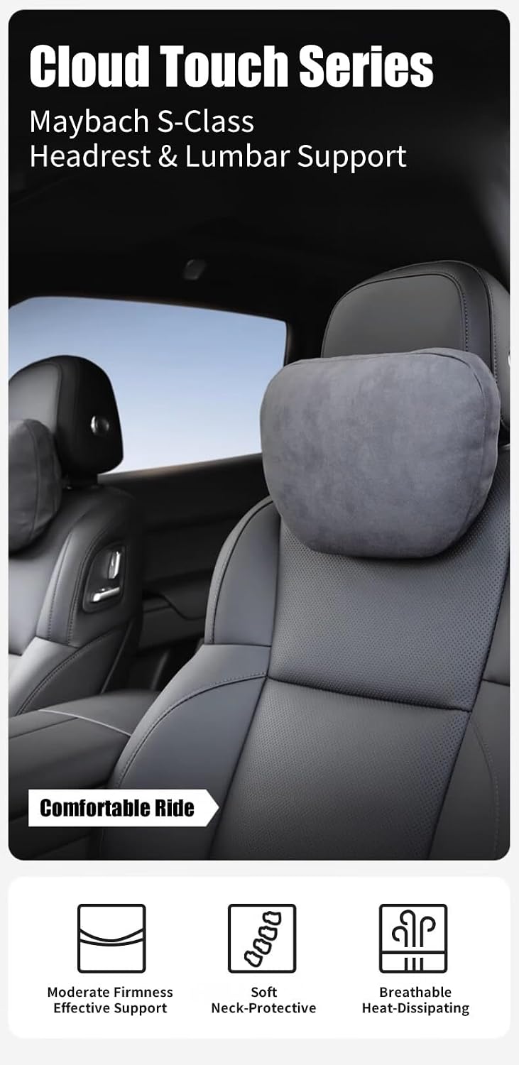 2-Pack Sorona Car Neck Pillow & Lumbar Support Suede Universal