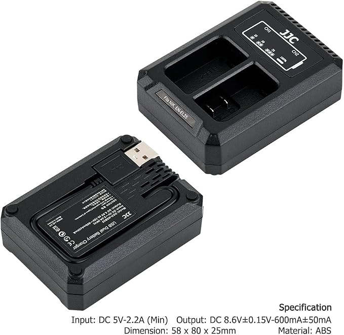 JJC EN-EL25 Battery Charger USB Dual Slot