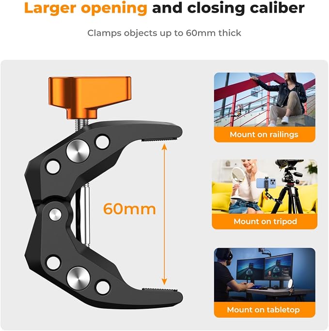 K&F CONCEPT Camera Mount Clamp, Super Crab Clamp