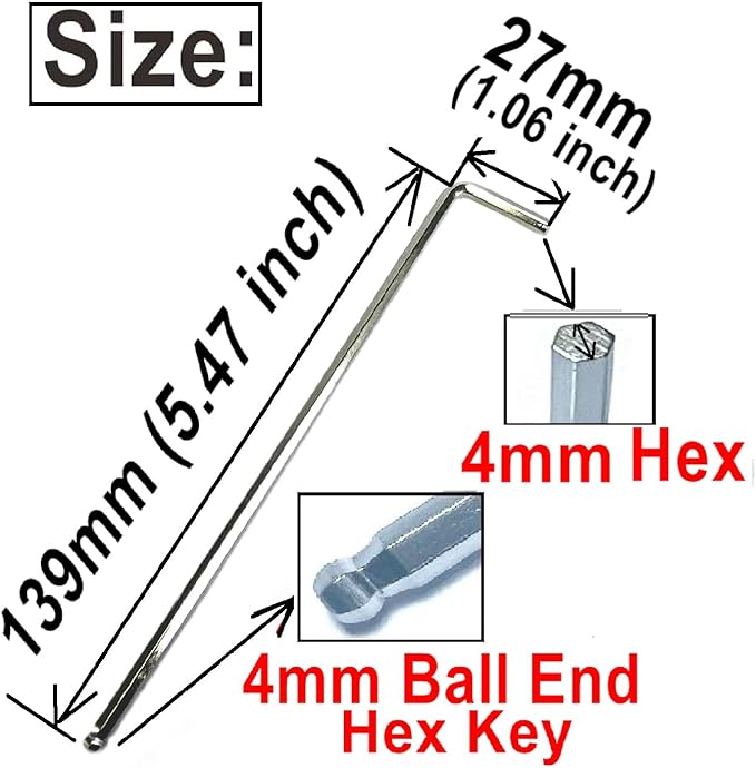 10pcs 4mm Ball End Allen Wrench sets,4mm Hex Key Wrench set,4mm ball end Hex Driver allen key Door Key L Shaped hex wrench set with Long Arm 139mm lengh.4mm ball end hex wrench