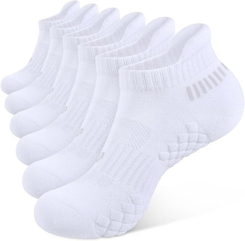 CLOSEMATE Men's Running Socks - Cushioned Ankle Athletic Socks | Breathable Cotton, 6 Pairs