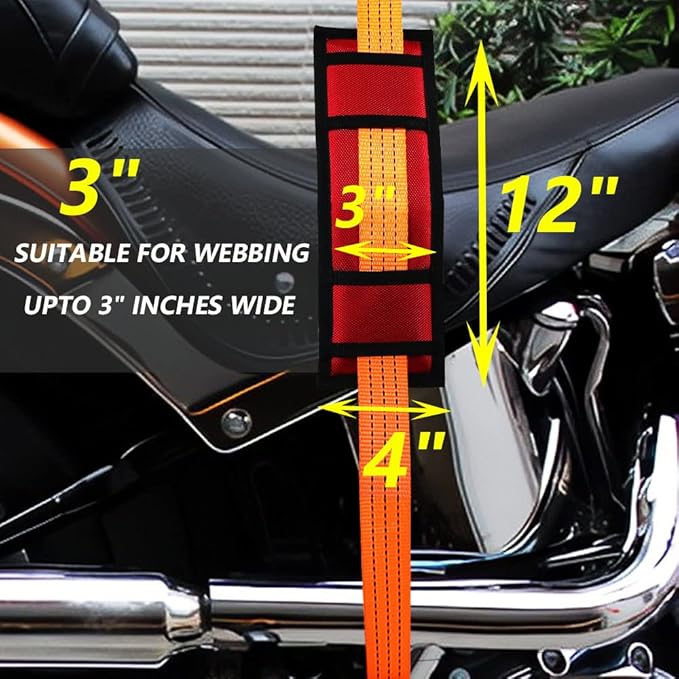 Ratchet Strap Protector Sleeve Universal Tie Down Strap Ratchet Protector for Boat, Trailers, Jetski, Waverunner Red 4 x 12 Inches–Pack of 2