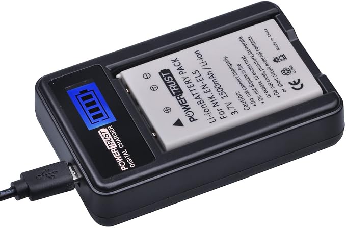 2 Pack EN-EL5 Camera Battery and LCD USB Charger