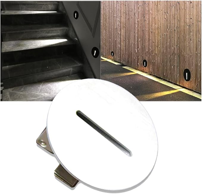 TTPP 1W LED Recessed Wall Lamp Stair Light AC85-265V Step Light Indoor Recessed Staircase Lamp Stairway Corridor Wall Foot Lamp Sconce Lights-WarmWhite-White