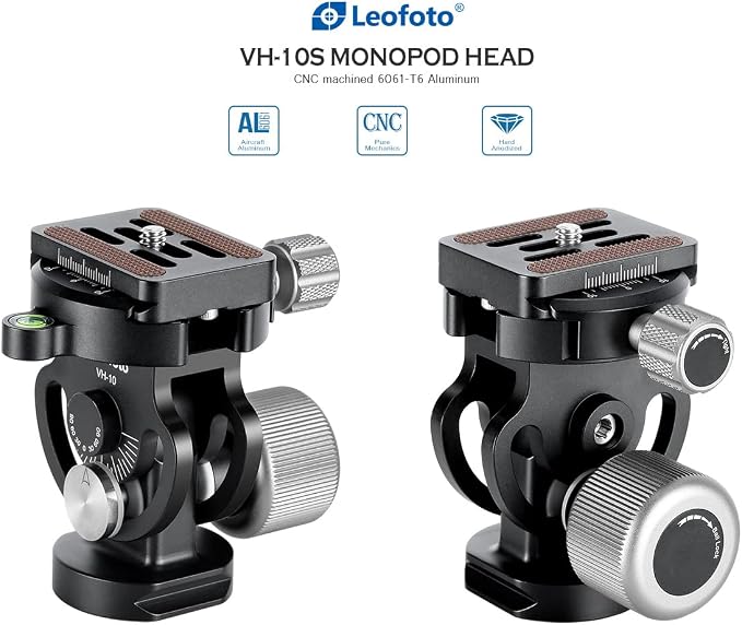Leofoto MP-366C+VH-10S Monopod and Tilt Head Set, Carbon Fiber, VH-10S Monopod