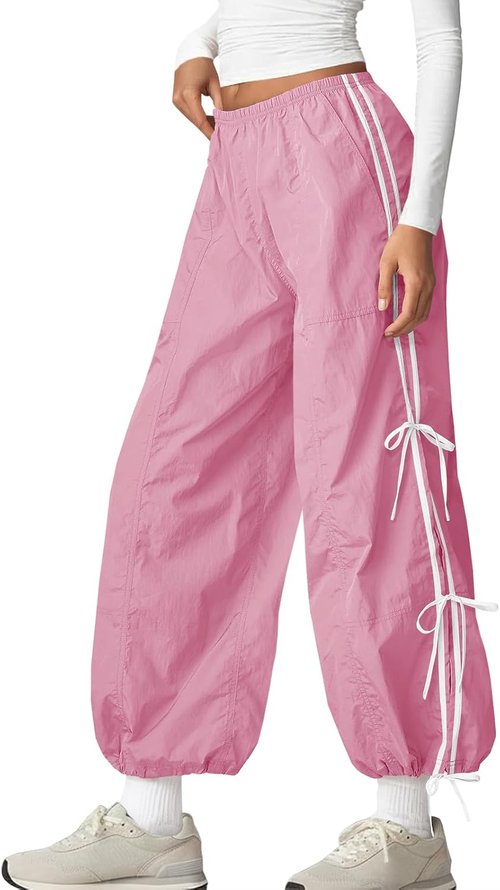 Fisoew Women's Wide Leg Track Pants - Casual Elastic Waist Y2K Baggy Sweatpants with Pockets