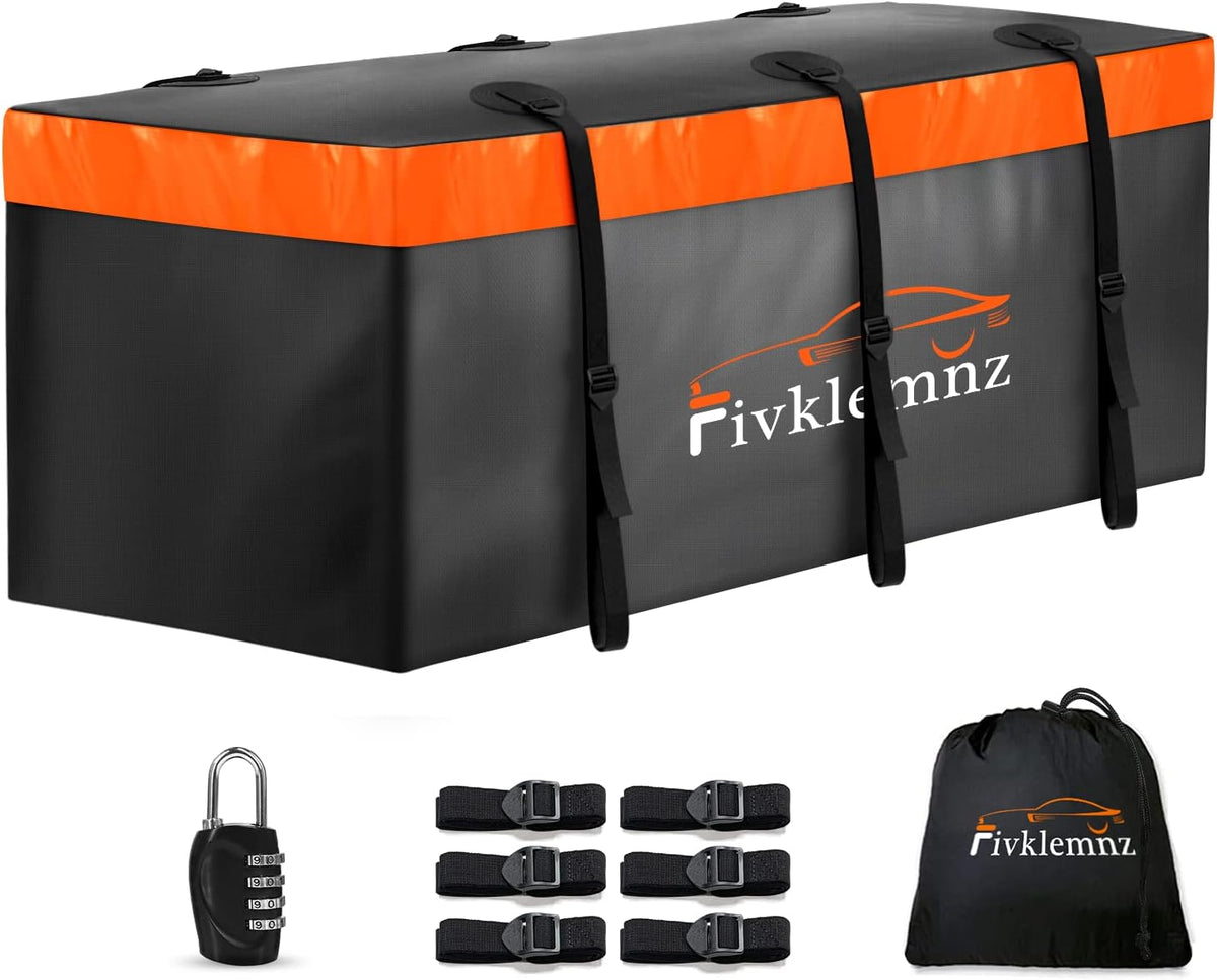 Skiennix Hitch Mount Cargo Carrier Bag - 100% Waterproof 20 Cubic Feet Luggage Bag (59" x 24" x 24") with 6 Straps & Lock | Fits All Vehicles