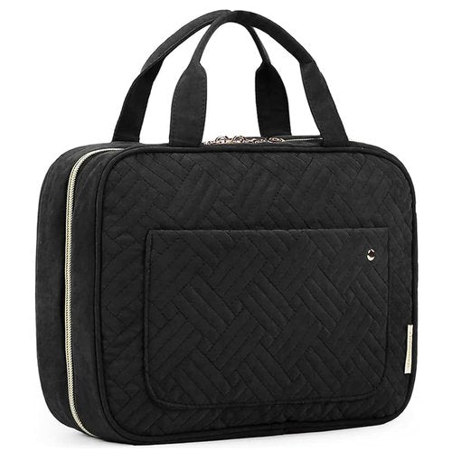 BAGSMART Toiletry Bag - Water-Resistant Travel Organizer with Hanging Hook | Medium Black Cosmetic Bag
