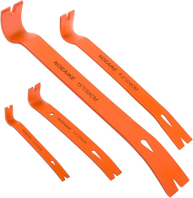 4-Pack Flat Pry Bar Set 5.5"/7.5"/9.5"/15" Crowbar with Nail Puller,Utility Heavy Duty Claw Bar,Mini Pry Bar High-Carbon Steel Crow Bar Tool for Home Improvement & Woodworking