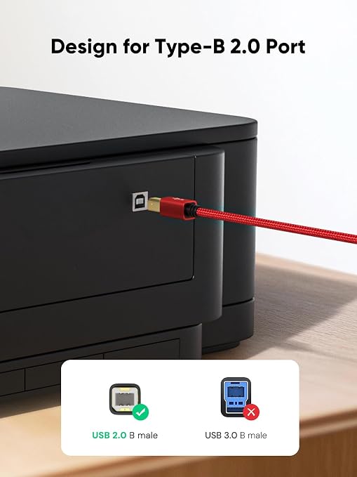 CableCreation USB B to USB C 3.3FT Printer Cable, MIDI Cable to USB C, Nylon