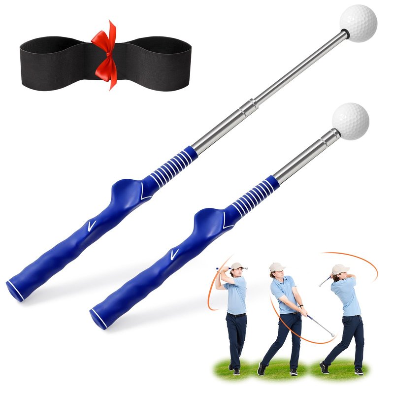 Rpiuago Retractable Golf Swing Training Aid, Right-Handed Golf Swing Trainer with Click Feedback, Tempo Stick Golf to Improve Strength & Tempo with Arm Band, Ideal for Beginners, Indoor & Outdoor Use