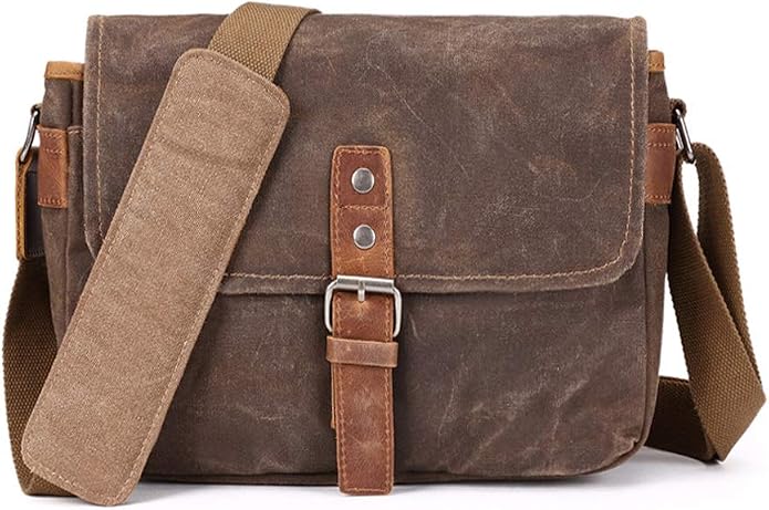 SLR Camera Bag, Waterproof Wax Canvas Bag Vintage Camera Case Messenger Bag