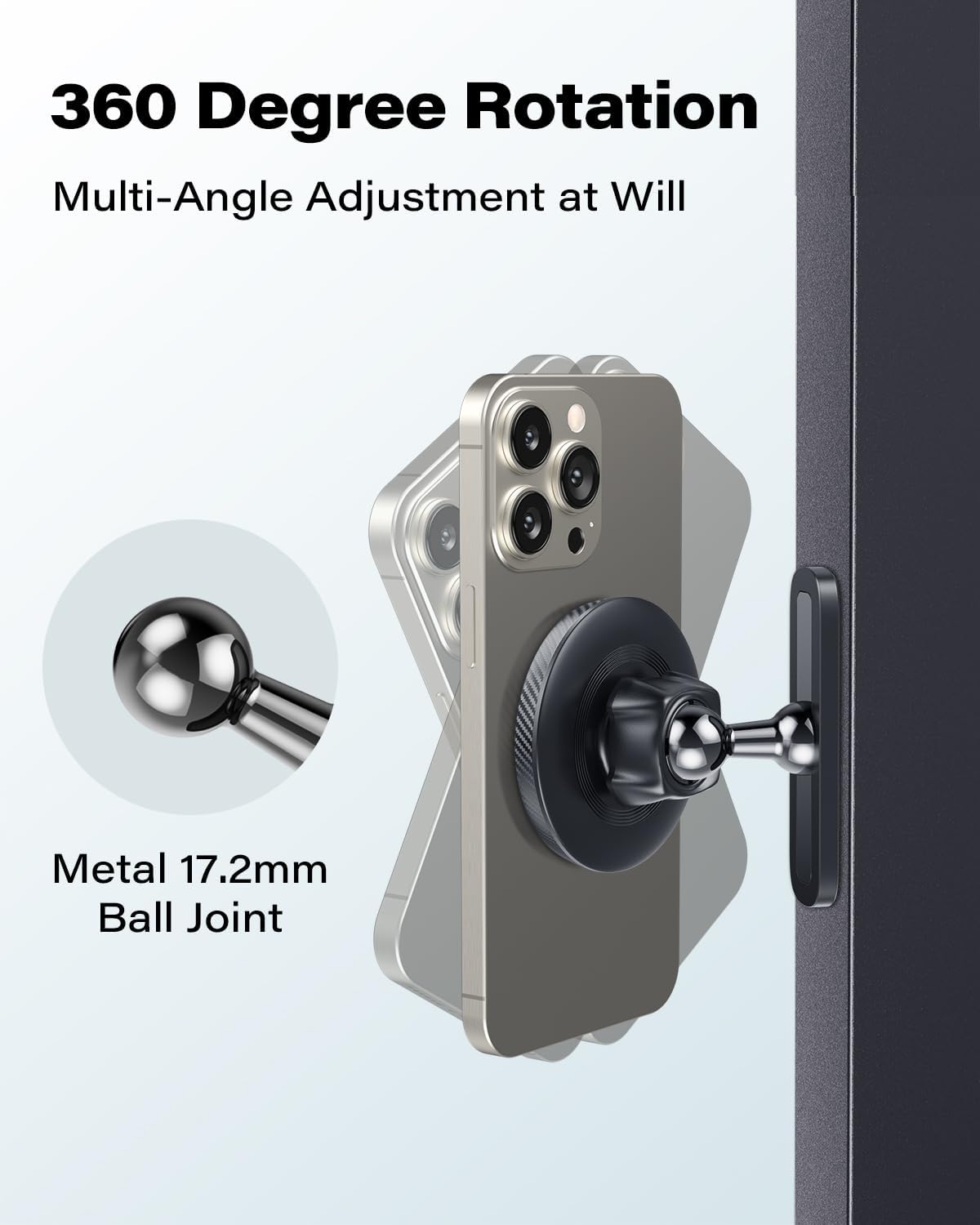APPS2Car Gym Magnetic Phone Holder, Aluminum Alloy Base & Ball Joint, Black