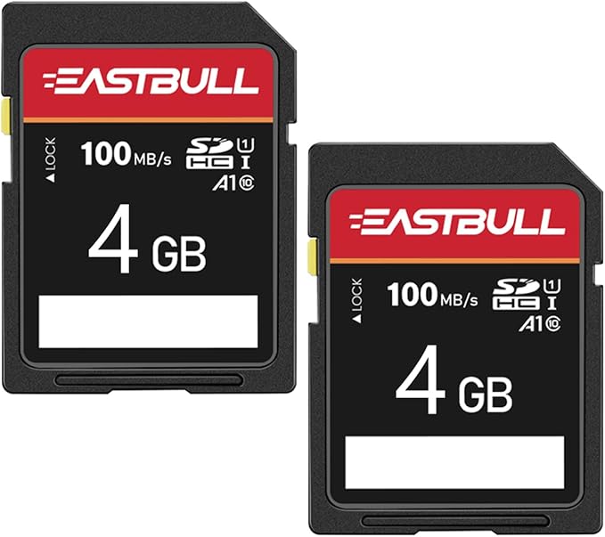 EASTBULL 5-Pack of SD Card 4GB Class 10 SD Card U1 V30 High-Speed 100MB/s Read