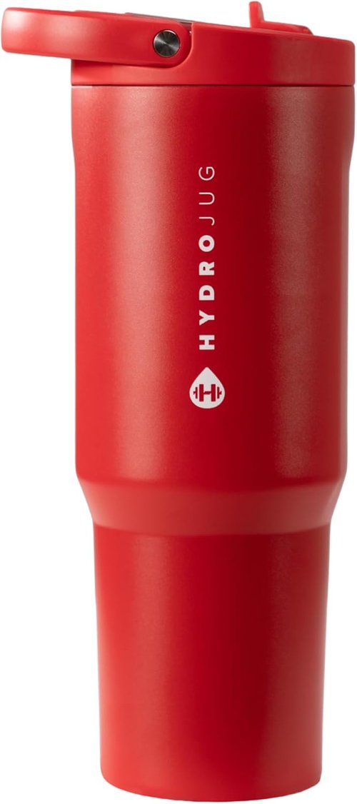 HydroJug Sport - 40oz Stainless Steel Tumbler with Straw | Vacuum Insulated & Leakproof, Ergonomic Design in Alumni Red
