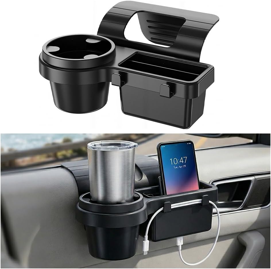 Car Door Window Storage Organizer with Cup Holder