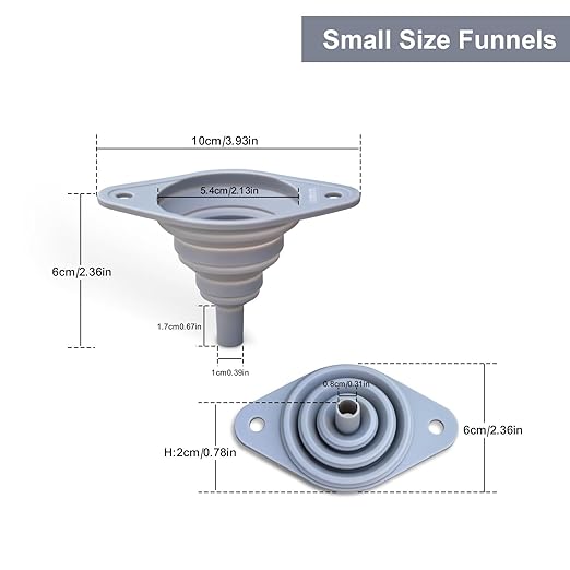 Kitchen Funnels Set 4 Pack，Small and Large，Silicone Collapsible Funnel，Small Funnel for Bottles and Funnels for Filling Water Bottle